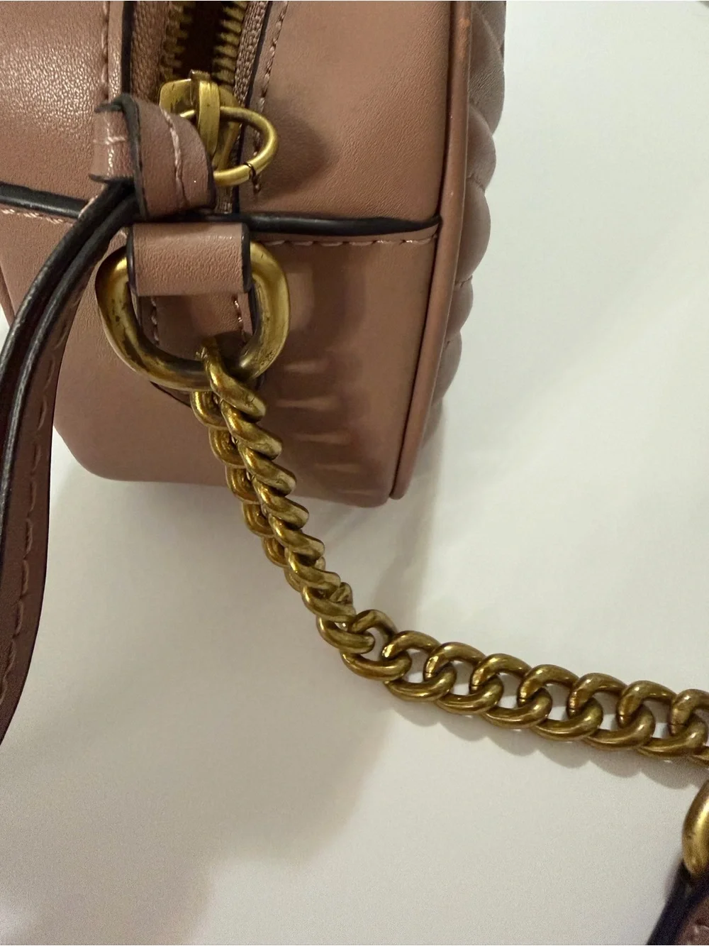 Gucci Brown Chevron Crossbody with Gold Double-G